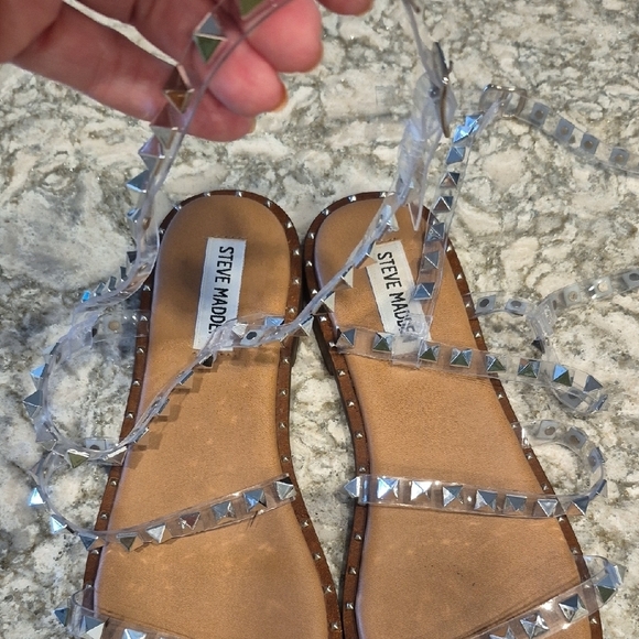 Steve Madden Travel Clear and Silver Studded Sandals - Picture 3 of 7